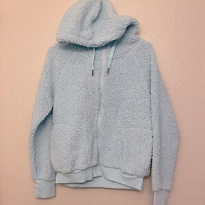 Z by Zella light blue faux Sherpa shearling Aura teddy full zip hoodie jacket -M